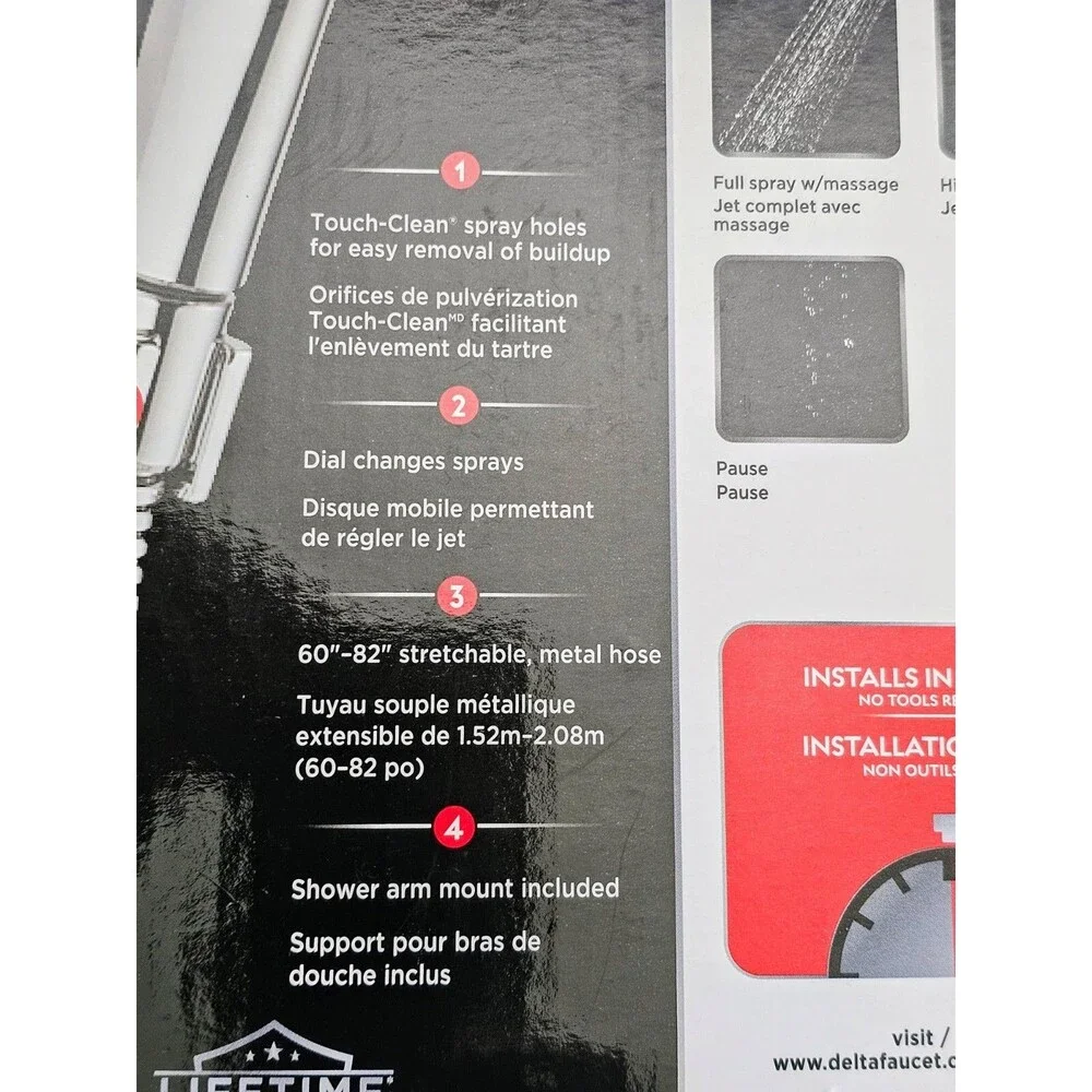 Delta5-Spray Wall Mount Handheld Shower Head 1.75 GPM in Chrome - 54434-18-PK